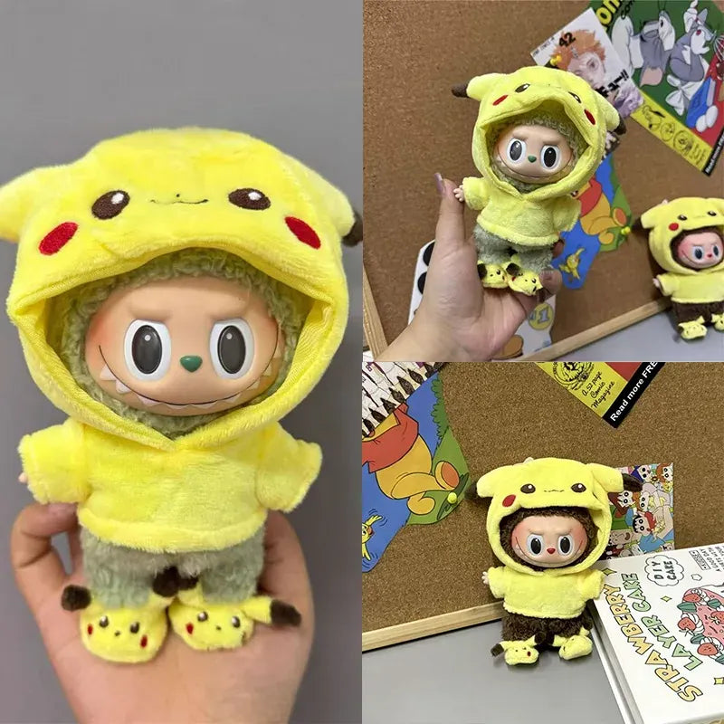 15 17cm For Labubu Doll Cartoon Cute Pikachu Plush Outfit Clothes Shoes Set