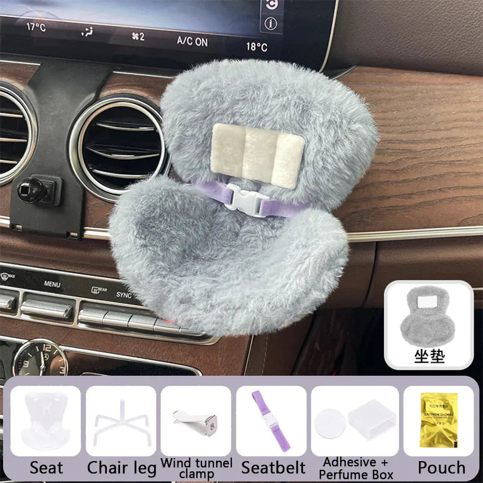 15-17cm Car Doll Seat For Labubu Doll Safety Seat Cute Doll Air Outlet Aromatherapy Decoration Car Interior Labubu Accessories ﻿