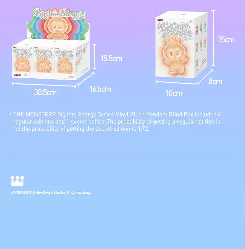 POP MART LABUBU THE MONSTERS Big into Energy Series-Vinyl Plush Pendant Blind Box Mystery Box Guess Bag Toys Doll Cute Anime