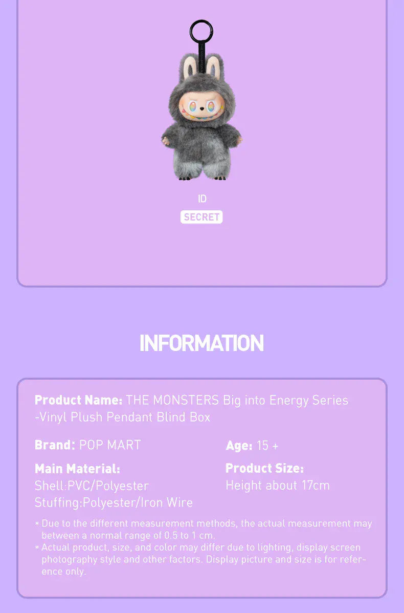 POP MART LABUBU THE MONSTERS Big into Energy Series-Vinyl Plush Pendant Blind Box Mystery Box Guess Bag Toys Doll Cute Anime