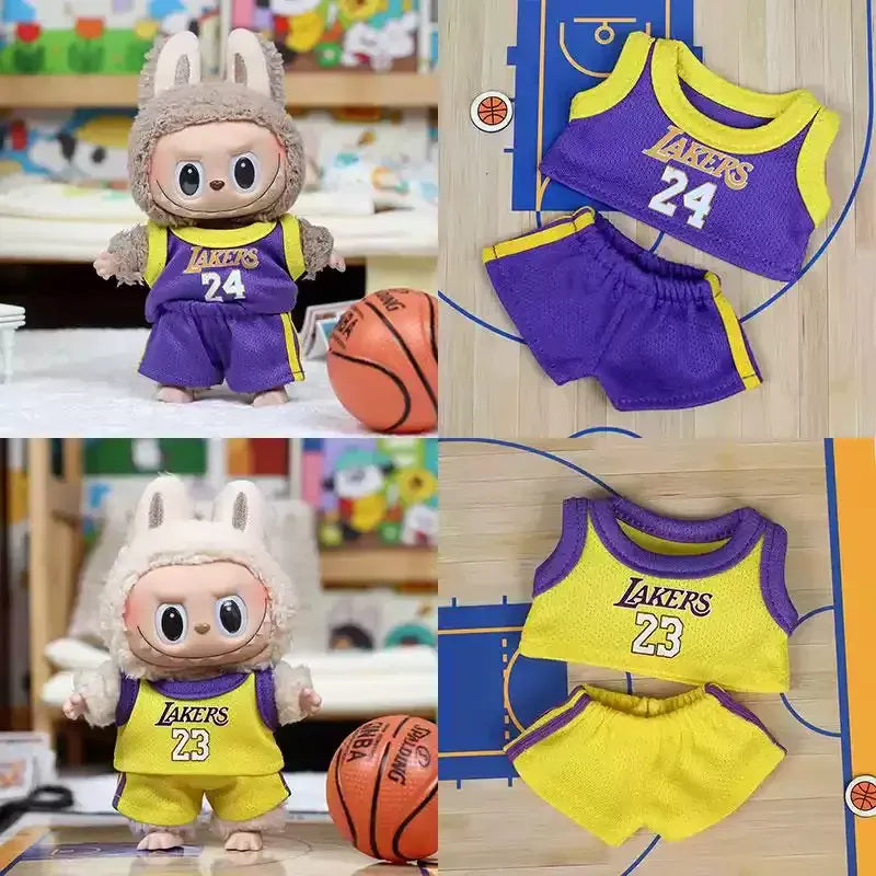 Two-Piece Suit 17cm First Second Generation Labubu Basketball Clothes Cute Doll Decoration Handmade Clothes