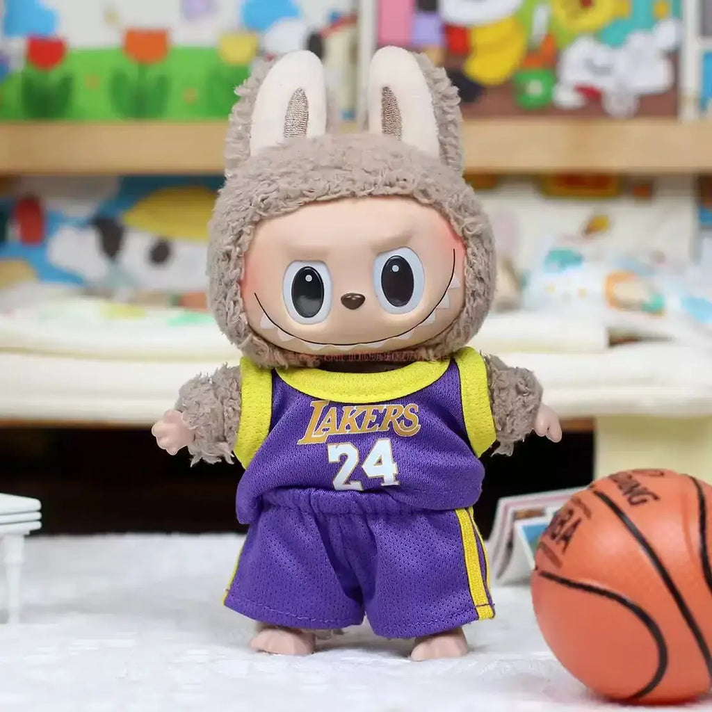 Two-Piece Suit 17cm First Second Generation Labubu Basketball Clothes Cute Doll Decoration Handmade Clothes