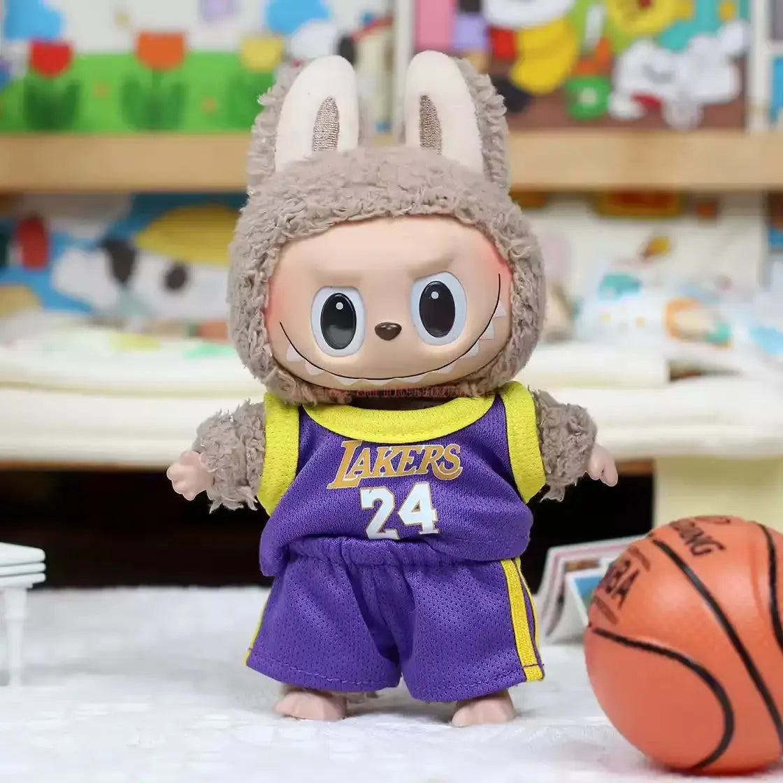Two-Piece Suit 17cm First Second Generation Labubu Basketball Clothes Cute Doll Decoration Handmade Clothes