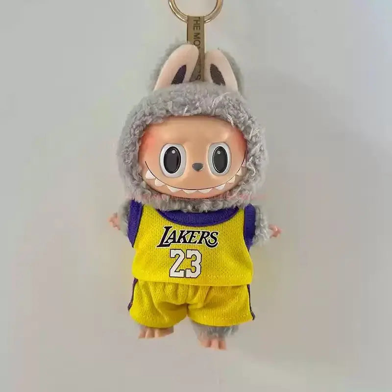 Two-Piece Suit 17cm First Second Generation Labubu Basketball Clothes Cute Doll Decoration Handmade Clothes